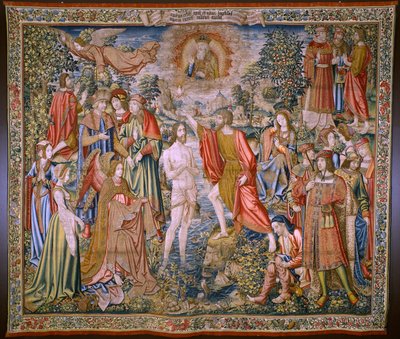 Vlámský gobelín. Cyklus Historie svatého Jana Křtitele: Křest Krista (Het doopsel van Christus). bruselský ateliér. 1515-1520. od Flemish School