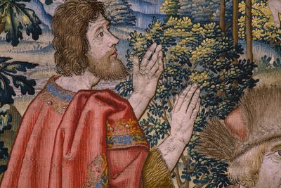 Vlámský gobelín. Cyklus Historie svatého Jana Křtitele: Křest Krista (Het doopsel van Christus). bruselský ateliér. 1515-1520. od Flemish School