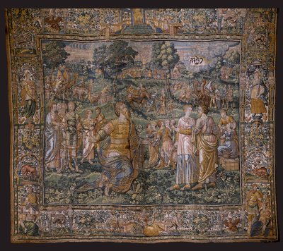 Vlámský gobelín. Série: Historie Abrahama. Povolání Abrahama (The Povolanie Abrahama). Asi 1575-1 od Flemish School