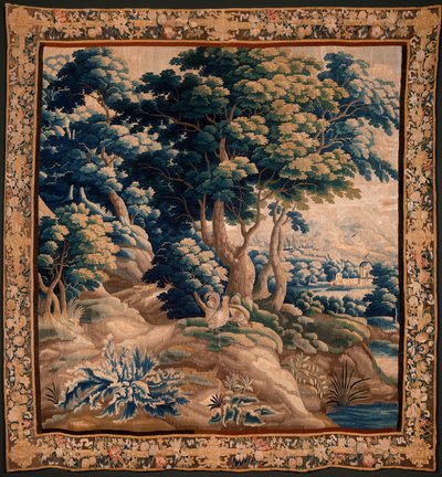 Vlámský gobelín. Tak zvaný Verdure. Ateliér Oudenaarde. Rozměry 332 x 318 cm. Inv 00021. 17. stol. od Flemish School