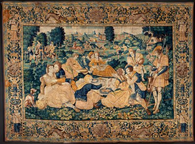 Vlámský gobelín. Venkovské jídlo. Ateliér Oudenaarde. Rozměry 331 x 465 cm. Iinv (83073)-8 / 00008. 17. stol. od Flemish School