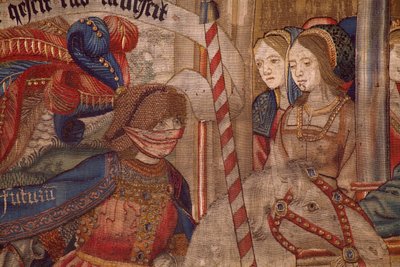Vlámský gobelín. Triumf času (De triomf van de Tijd, El triunfo del Tiempo). Vlna a hedvábí. Rozměry 347 x 342 cm. Soukromá sbírka. Cca 1504. Detail. od Flemish School
