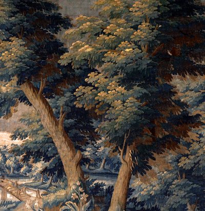 Vlámský gobelín. vydržet. Konec 17.-začátek 18. století. Majetek kostela Sint-Walburgakerk Oudenaarde (Dekenij van de Sint-Walburga). Detail. od Flemish School