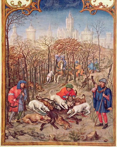 Fol.12v Měsíc prosinec: Lov divokého kance, z Breviarium Grimani, asi 1515 od Flemish School