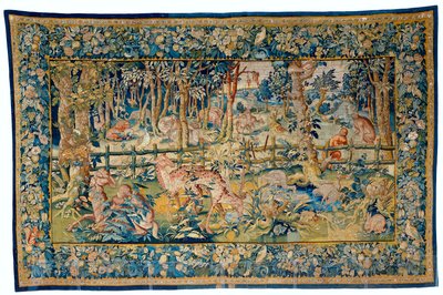 Les s exotickými zvířaty (textil) od Flemish School