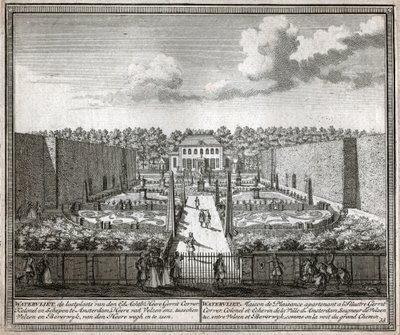 Francouzská zahrada. (rytina od Flemish School