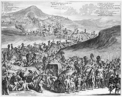 Karavana Hajj z Káhiry do Mekky, z Description de lAfrique od O. Dappera, 1686 od Flemish School