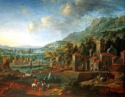 Krajina s jezdci od Flemish School
