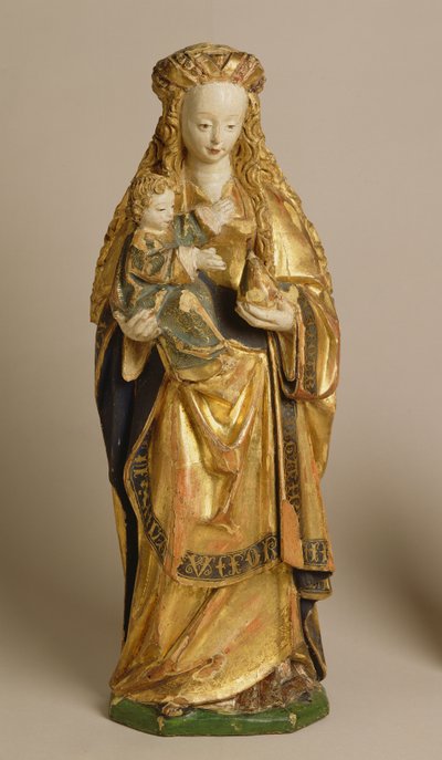 Madonna a dítě, škola Mechelen, cca 1500 (polychromovaný a zlacený dub) od Flemish School