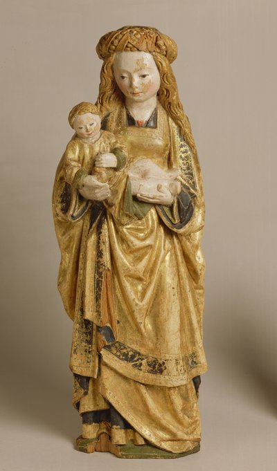 Madonna a dítě, škola Mechelen, cca 1500 (polychromovaný a zlacený dub) od Flemish School