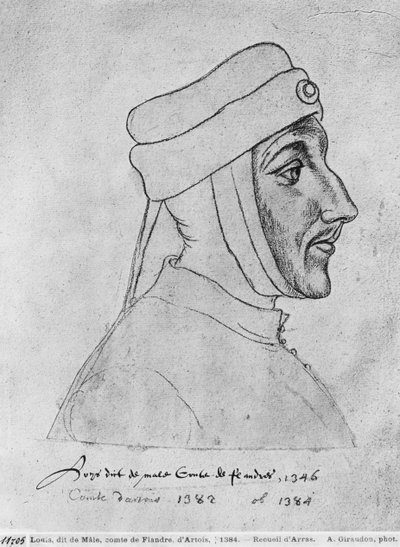 Ms 266 fol.54 Ludvík II. Flanderský, také Ludvík III. z Artois a Ludvík I. Palatinský Burgundský, známý jako Ludvík z Male, z „The Recueil d