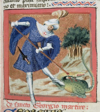 Paní Gen IIII f.81r St George and the Dragon, ze Zlaté legendy od Jacobuse de Voragine (asi 1228-98) od Flemish School