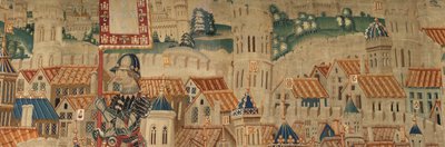 Farní muzeum tapisérií (Parish Museum of Pastrana Tapestries). Vlámský gobelín. Conquest of Tanger (Taking of Tanger, De inname van Tanger). Seriál Dobytí portugalského krále Alfonse I. Tournai. Vlna a hedvábí od Flemish School