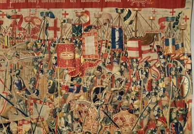 Farní muzeum tapisérií (Parish Museum of Pastrana Tapestries). Vlámský gobelín. Take of Asilah (Take of Asilah, Assault on Asilah, De inname van Arzila). Seriál Dobytí portugalského krále Alfonse I. Tournai. od Flemish School