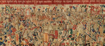 Farní muzeum tapisérií (Parish Museum of Pastrana Tapestries). Vlámský gobelín. Take of Asilah (Take of Asilah, Assault on Asilah, De inname van Arzila). Seriál Dobytí portugalského krále Alfonse I. Tournai. od Flemish School