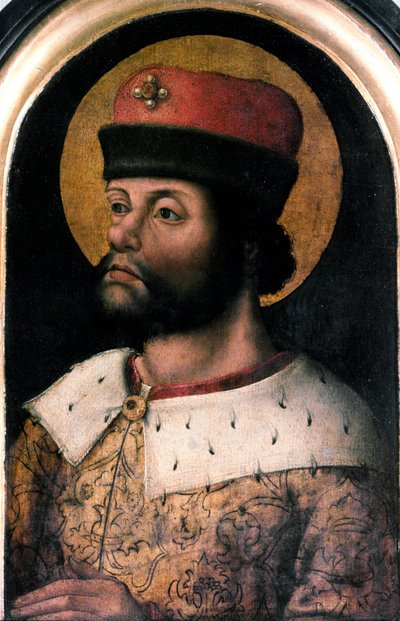Portrét Karla Velikého (Karel I. Karel Veliký 742-814) Anonymní obraz vlámské školy. Londýn 16. století, Společnost pro starožitnosti od Flemish School