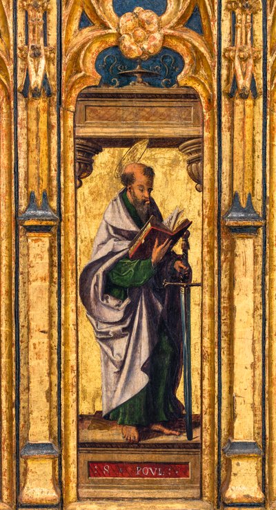 Relikviářová truhla, svatý Pavel držící otevřenou knihu a meč od Flemish School