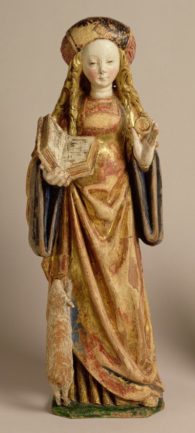 St. Agnes, School of Mechelen, cca 1500 (polychromovaný a zlacený dub) od Flemish School