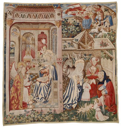 Tapiserie zobrazující Zvěstování a Narození Páně, Tournai (vlna) od Flemish School