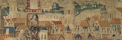 Tapiserie zobrazující dobytí krále Alfonsa V. Portugalska (Conquistas de Alfonso V de Portugal), Tournai. Detail. (Vlna a hedvábí) od Flemish School