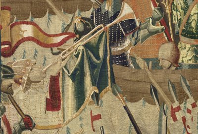 Tapiserie zobrazující dobytí krále Alfonsa V. Portugalska (Conquistas de Alfonso V de Portugal), Tournai. Detail. (Vlna a hedvábí) od Flemish School