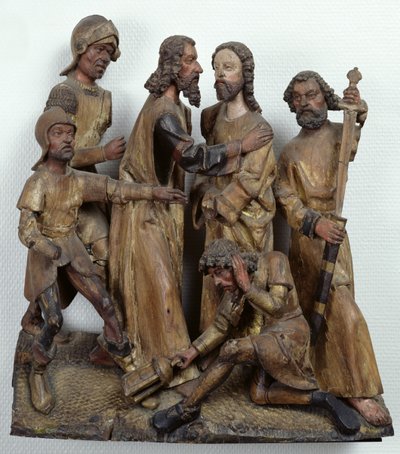 Jidášův polibek z Antverp (polychromované dřevo) od Flemish School