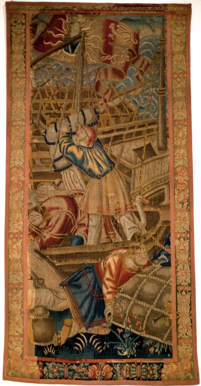 Portugalci v Indii - vlámský gobelín Tournai z první čtvrtiny 16. století - Musee de la Marine de Lisabon (Portugalsko) od Flemish School