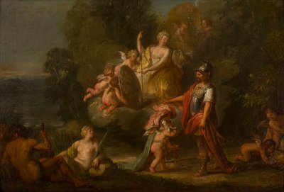 Venuše dává zbraně Aeneovi, kolem 1400-1699 (olej, plátno a panel) od Flemish School