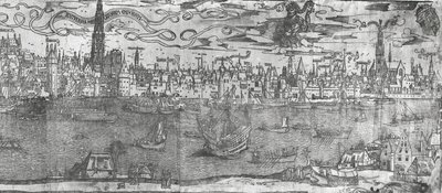 Pohled na antverpský přístav, detail pravé části, 1515-50 od Flemish School