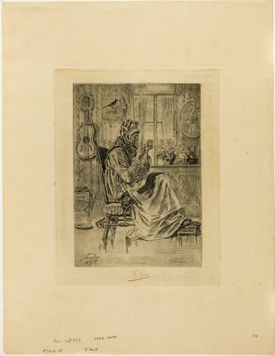 Stará žena s jehlou od Félicien Rops