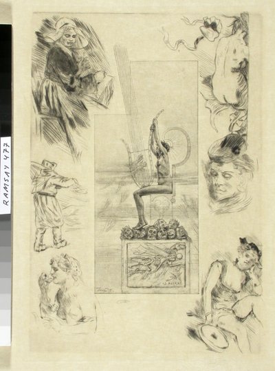 Velký text. Titulní strana vydání Mallarméova díla z roku 1887. od Félicien Rops