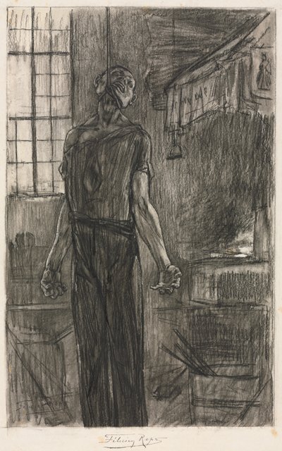 Oběšený muž v kovárně od Félicien Rops