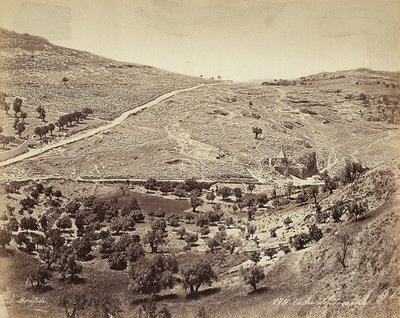 Panoramatický výhled na údolí Cedron nebo Josafat, na okraji Jeruzaléma od Félix Bonfils