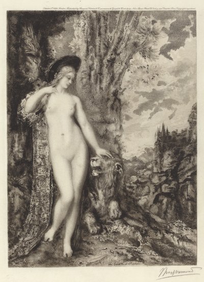 Zamilovaný lev od Félix Bracquemond, after Gustave Moreau
