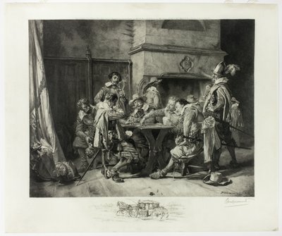 Partie perdue (Hrací karty vojáků) od Félix Henri Bracquemond