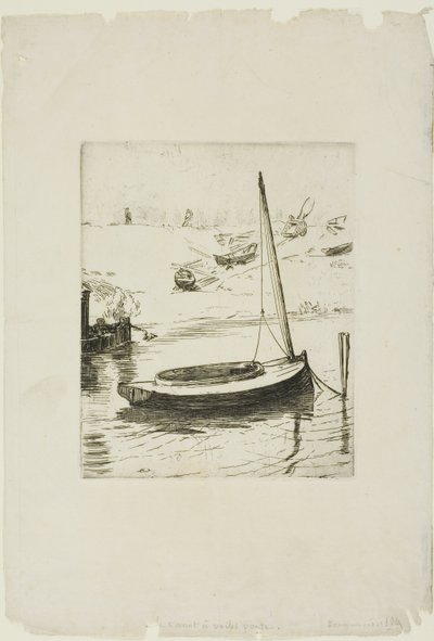 Loď se spuštěnou plachtou od Félix Henri Bracquemond