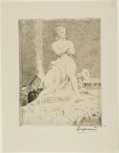 Socha Odporu od Falguièra, čtvrtá deska Obléhání Paříže, 1870 od Félix Henri Bracquemond