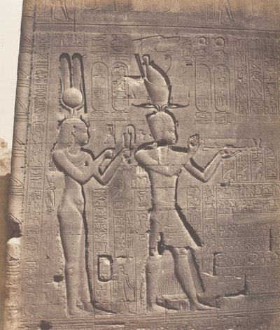 Dendera Tentyris, Chrám Athor - Zadní tvář - Kleopatra a ..., 1851-52, tištěno 1853-54. od Félix Teynard