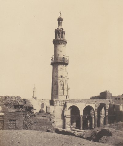 Djirdjeh, mešita v ruinách na okraji Nilu, 1851-52, tištěno 1853-54. od Félix Teynard