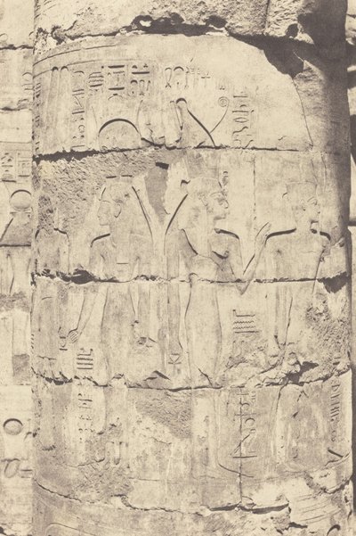 Karnak Théby, Palác--Hypostyle Hall--Central Colonnade--Decoration of a Fut, 1853. od Félix Teynard