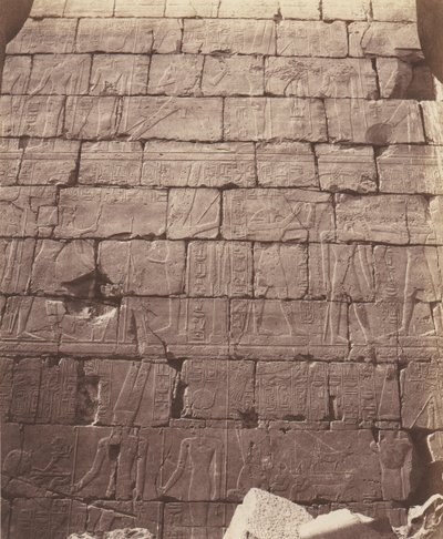 Karnak Théby, Palác - Hypostylová síň - Výzdoba Int..., 1851-52, tištěno 1853-54. od Félix Teynard