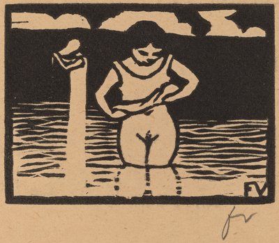 Dívka Zvedající Její Košili od Félix Vallotton