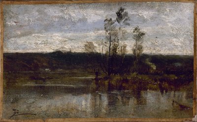 Riverside, mezi lety 1850 a 1860 (olej na papíře na plátně) od Félix Ziem