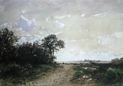 Les Fontainebleau, poblíž Barbizonu (wc na papíře) od Félix Ziem