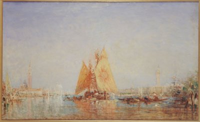 Benátky, Trabaccolo se žlutou plachtou, mezi lety 1870 a 1890 (olej na plátně) od Félix Ziem