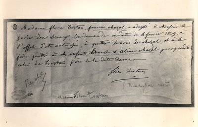 Podepsaný dopis Flory Tristan (1803-44) francouzskému ministru spravedlnosti, žádající o rozvod, 4. února 1839 od Flora Tristan