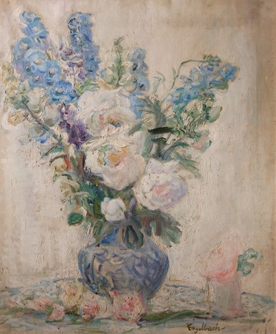 Bílé růže a Delphiniums od Florence Engelbach