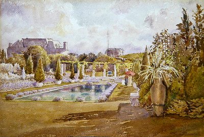 Pohled do zámecké zahrady ve Francii (akvarel na papíře) od Florence Vincent Robinson