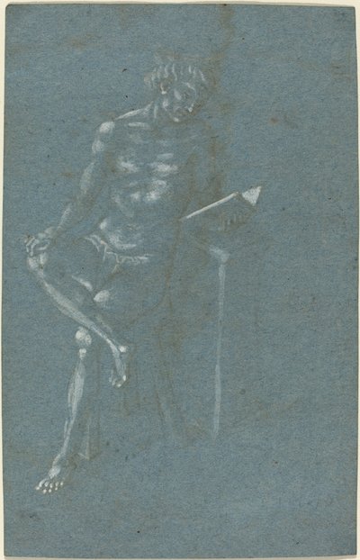 Mladý muž sedící na stoličce čte knihu (recto); The Fall of Man (fragment spodní části) (verze) od Florentine 15th Century