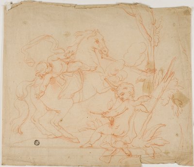 Putto Střelba na Putta na koni od Follower of Charles Le Brun